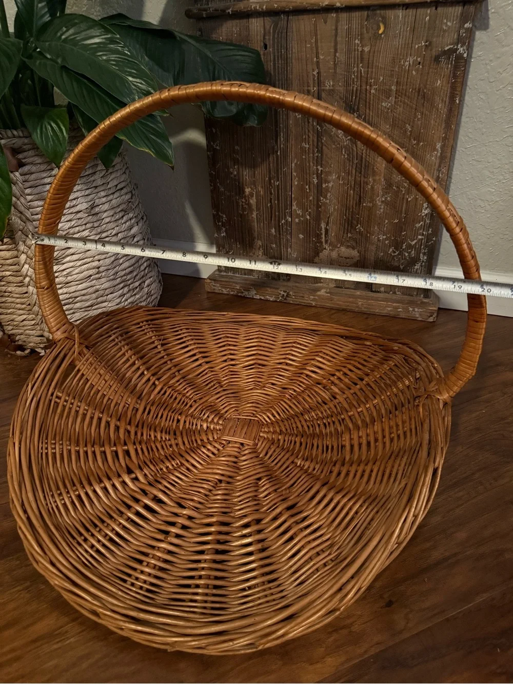 XL Vintage Wicker Flower Gathering Basket French Style 23”